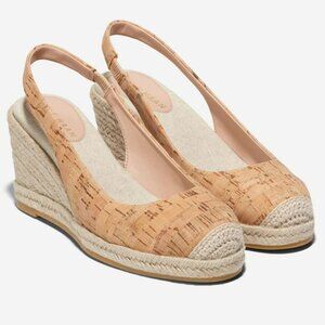 Cole Haan Cloudfeel Slingback Wedge (Cork/Natural Linen). New. Wmns Size 7.5- 9